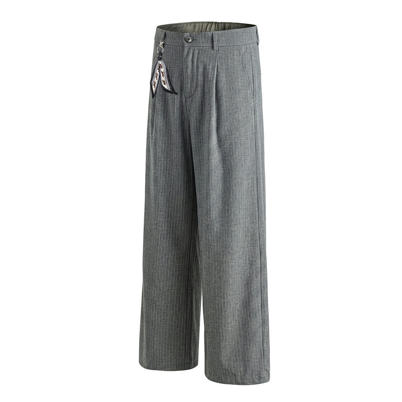 Pantalones de vestir de pierna ancha con raya diplomática – Pantalones plisados de corte recto para hombre