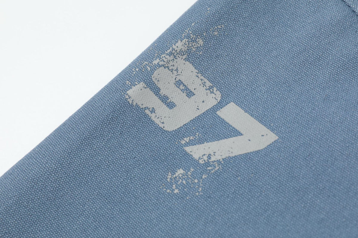Washed Pullover Training Jacket with Polo Collar and Varsity Graphic Print