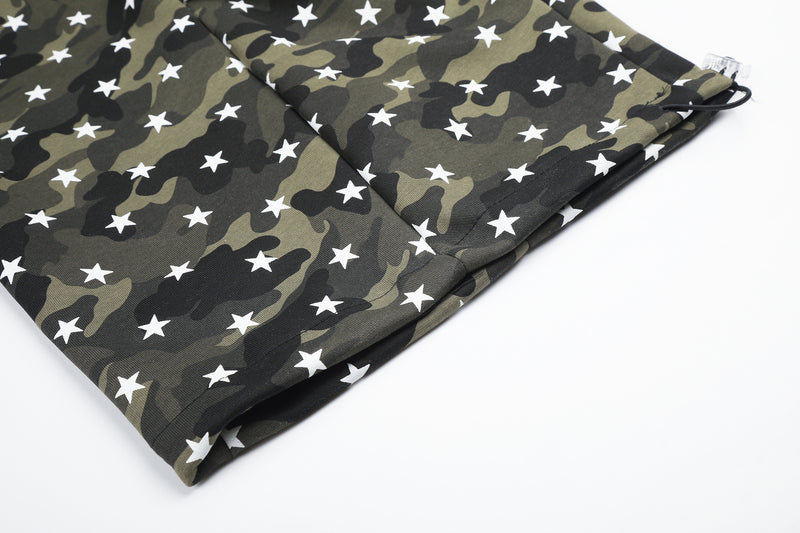 Camo Baggy Cargo Pants – Star Print Wide-Leg Parachute Trousers