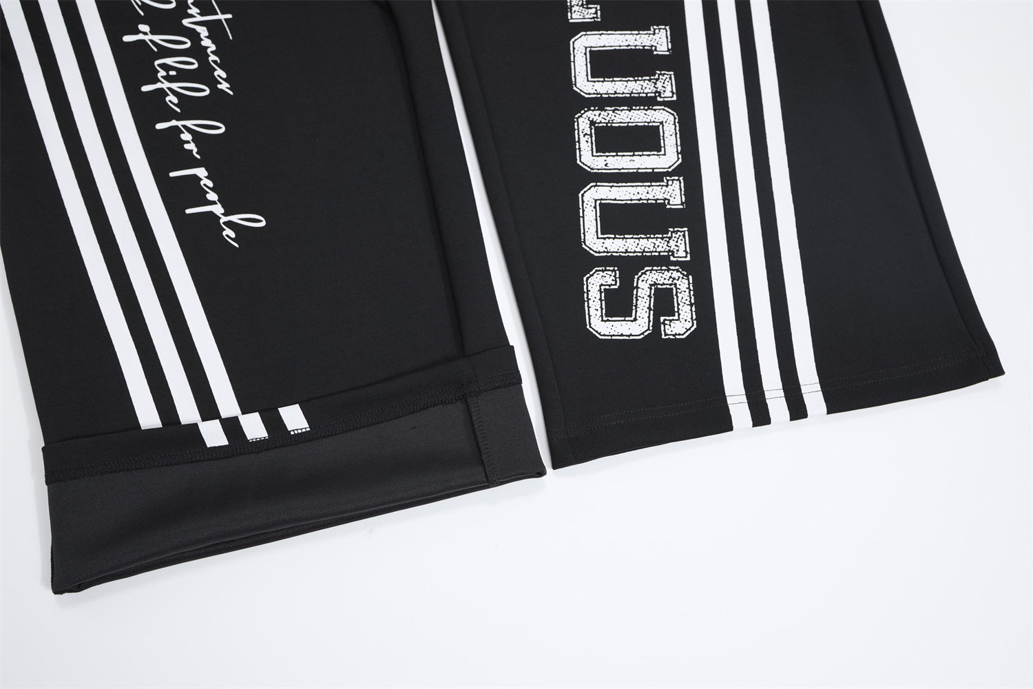 Wide Leg Sweatpants with Stripe & Mellifluous Graphic Print