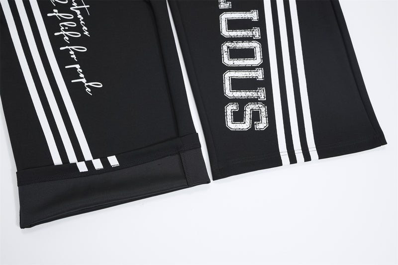 Wide Leg Sweatpants with Stripe & Mellifluous Graphic Print
