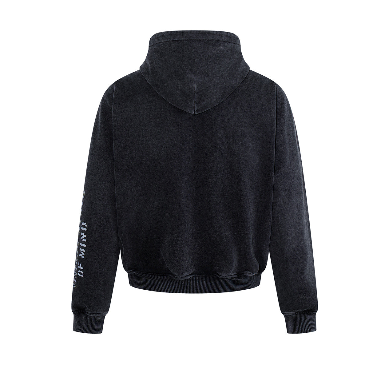 Oversize Zip Up Hoodie Vintage Acid-Washed Distressed Decide Graphic Full-Zip