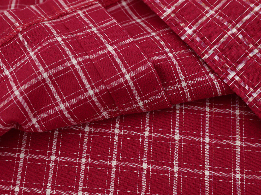 Plaid Long Sleeve Shirt – Savage Base Script Embroidery, Relaxed Fit