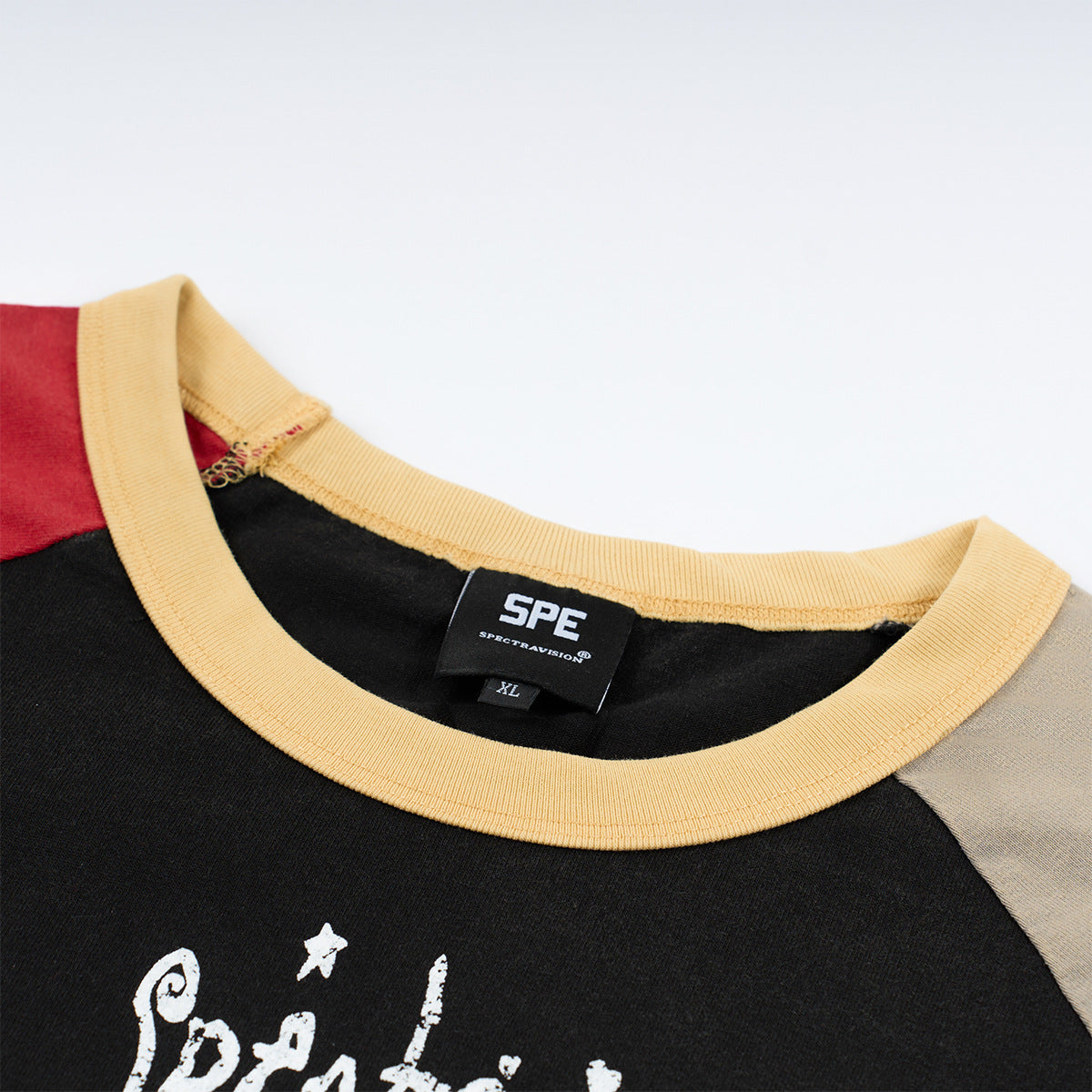 Crewneck Long Sleeve Shirt Rock Graphic Colorblock Raglan Tee