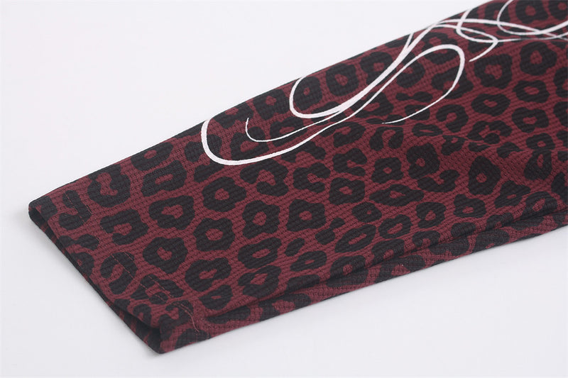 Leopard Print Long-Sleeve Shirt with Sleeve Script & Swirl Graphics
