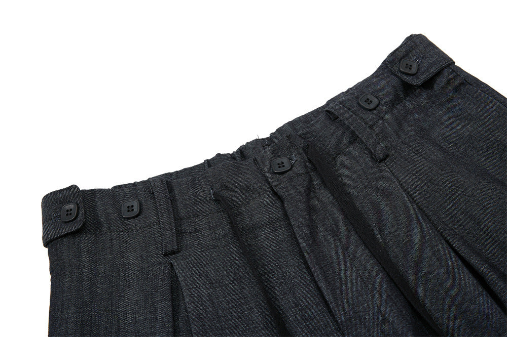 Wide-Leg Pleated Trousers – Men's Loose Fit Draped Floor-Length Pants