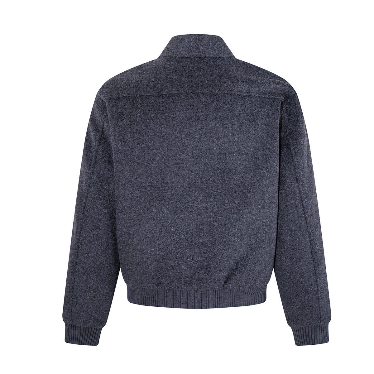 Wool Blend Bomber Jacket – Double-Layer Collar, Zip-Up Men's Coat