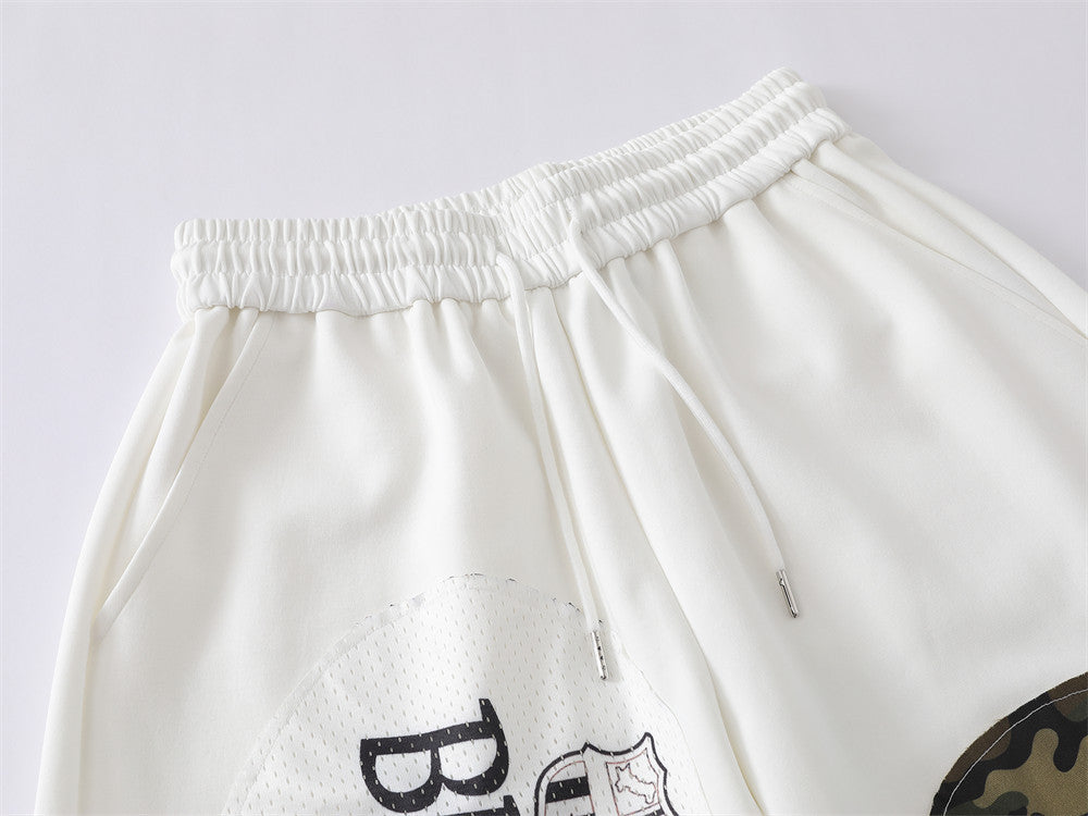 Jogging wide-leg patchwork – Appliqués camouflage et mesh, streetwear color block
