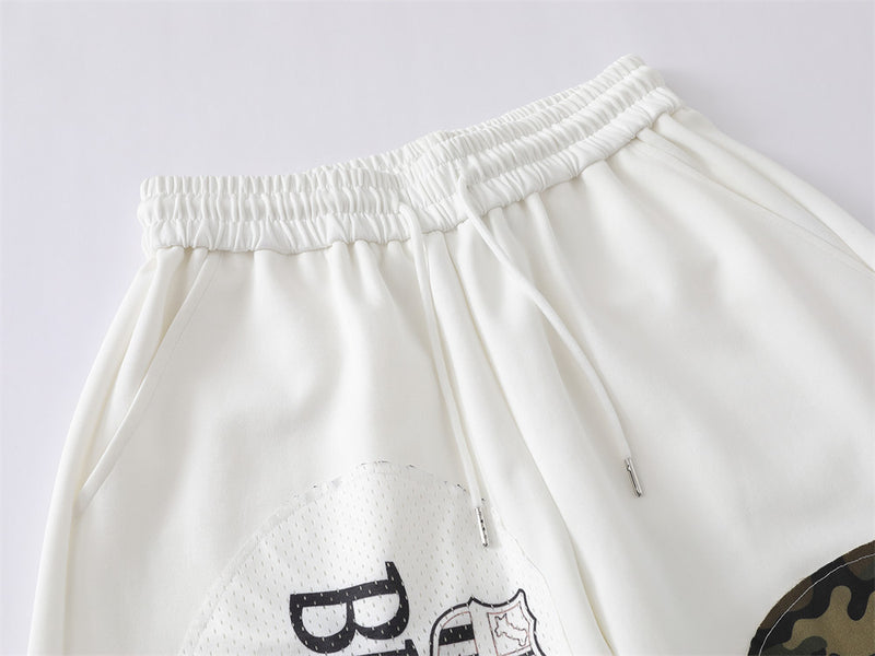 Jogging wide-leg patchwork – Appliqués camouflage et mesh, streetwear color block