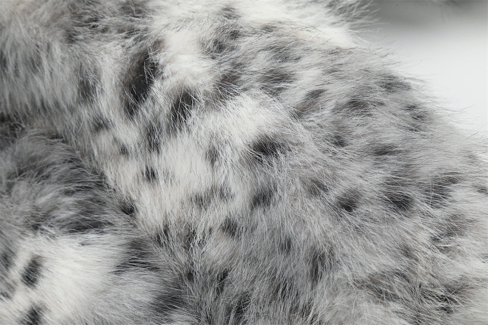 Faux Fur Leopard Print Bomber Jacket – Men's Oversized High-Collar Winter Coat