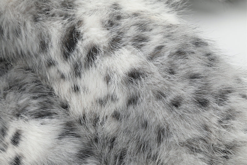 Faux Fur Leopard Print Bomber Jacket – Men's Oversized High-Collar Winter Coat
