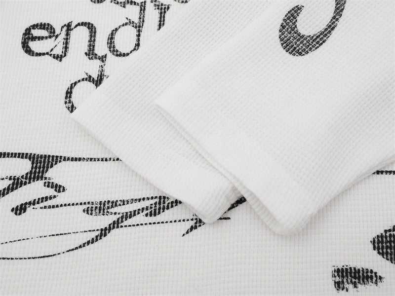 Herren-Langarmshirt mit Grafik – Oversize-Streetwear-Shirt aus Waffelstrick mit Schriftprint