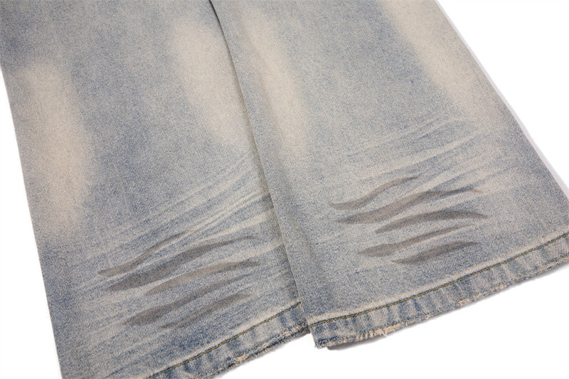 Distressed-Flare-Jeans – Herren-Wide-Leg-Denim in verwaschener Optik mit Knitterdetails