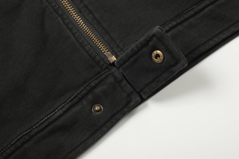 Jacke im Moto-Stil – Verwaschenes Distressed-Schwarz mit goldfarbenen Details