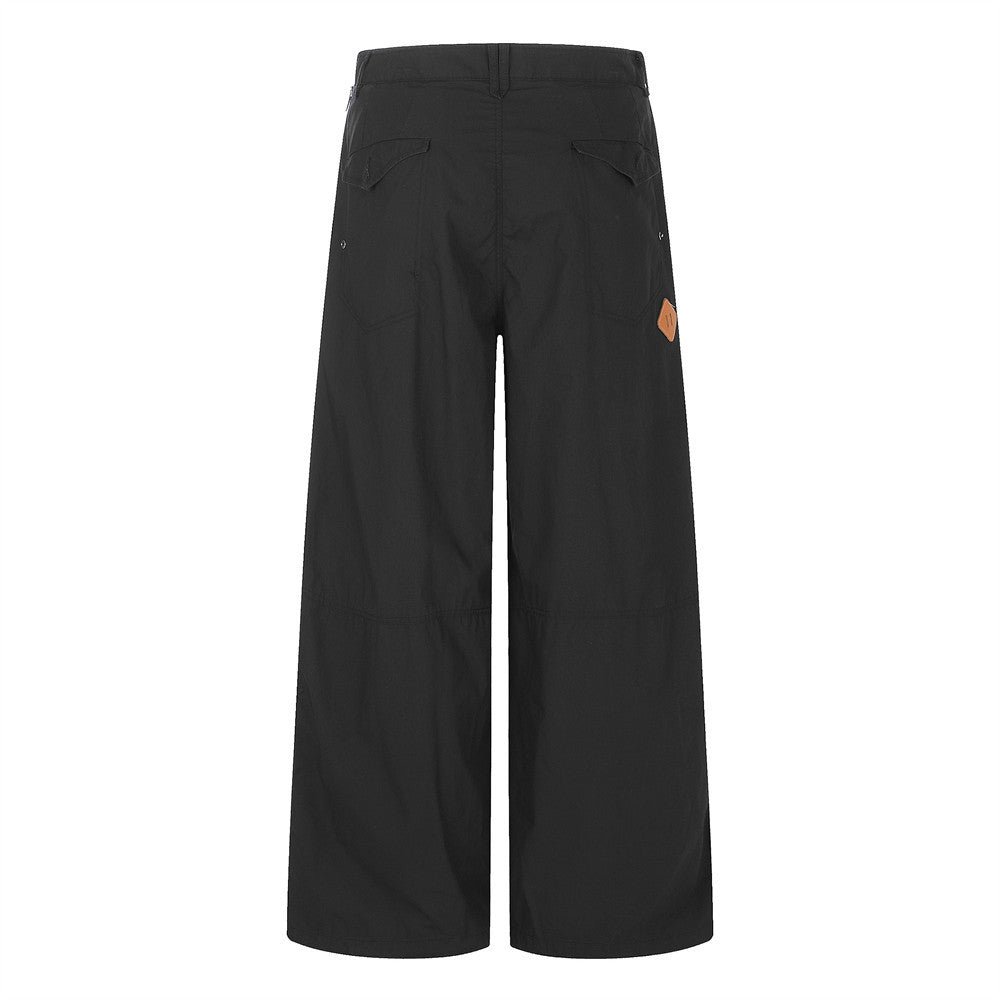 Wide-Leg Parachute Cargo Pants – Pleated Baggy Fit with Zip Pockets
