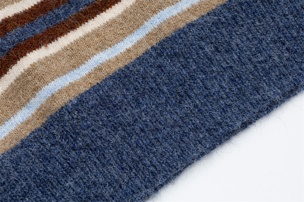 Men's Vintage Stripe Crewneck Knit Sweater – Oversized Relaxed Fit