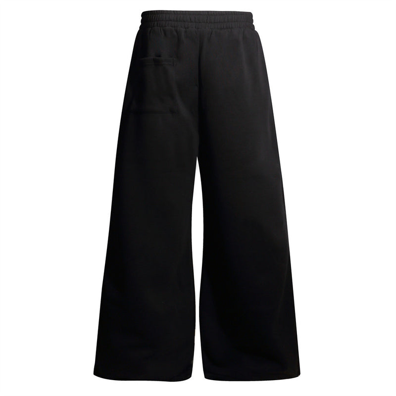Men's Wide-Leg Sweatpants with Star, Stripe & Heraldic Crest Print