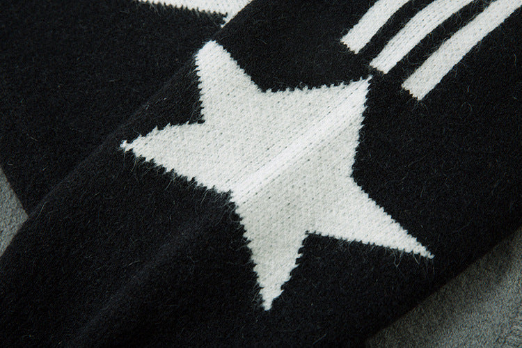 Varsity Knit Zip Cardigan – Colorblock Number 80 Retro Athletic Sweater Jacket