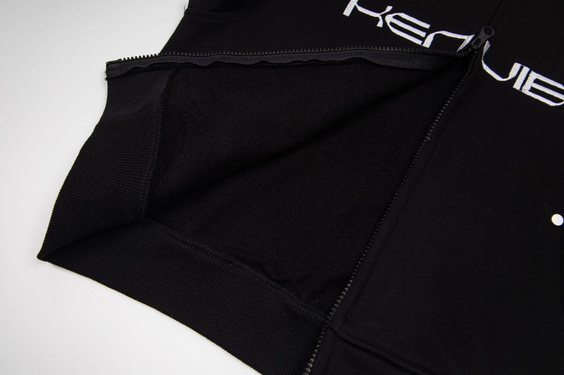 Chaleco sudadera sin mangas con cremallera – Gráfico de fútbol streetwear lavado