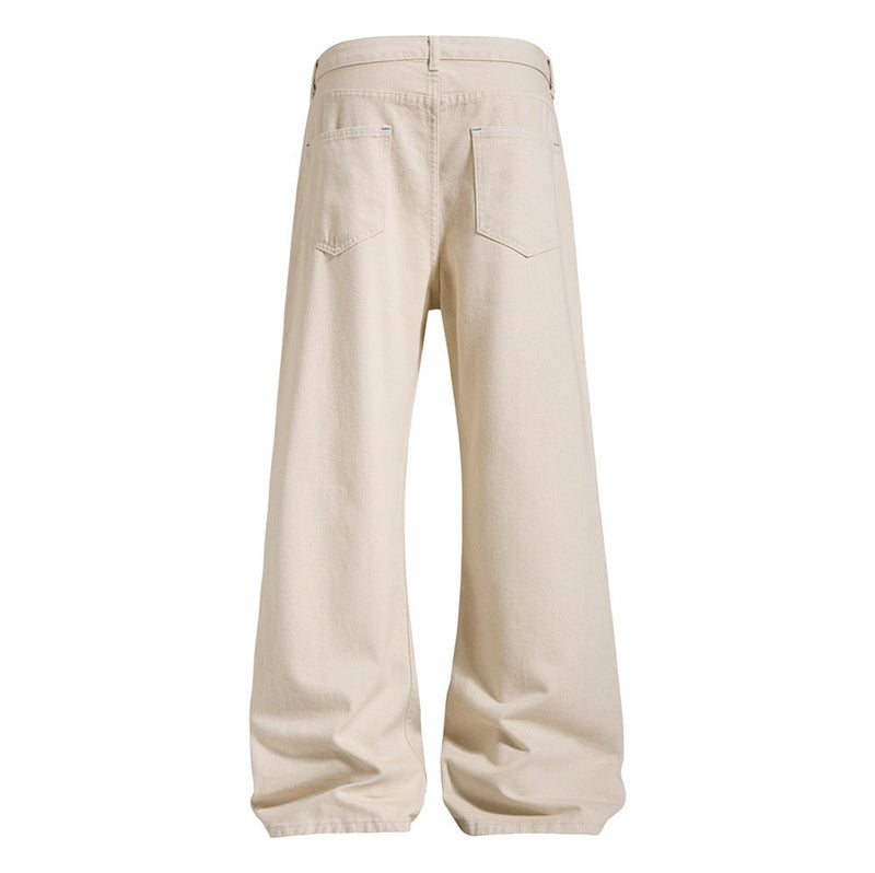 Jeans bootcut à jambes larges pour homme – Denim beige à coupe décontractée