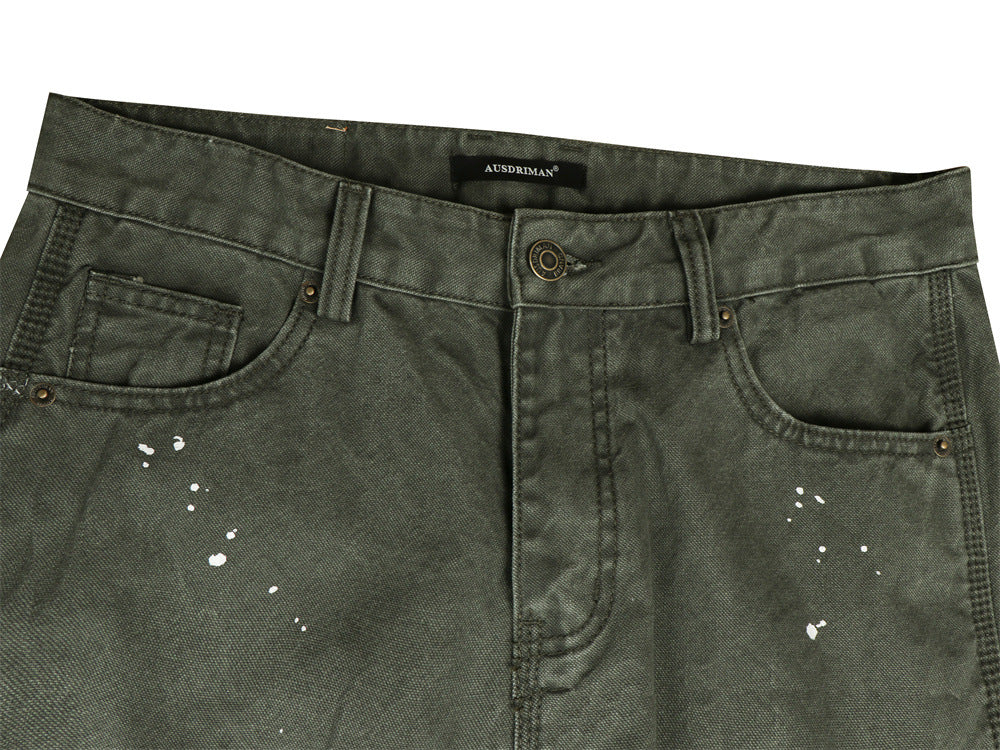 Cordhosen im Patchwork-Carpenter-Stil – Wide Leg, Paint-Splatter, Workwear-Hose