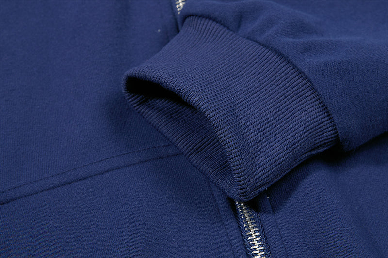 Sweat à capuche graphique bleu marine – Sweat cropped zippé avec écusson chien cartoon