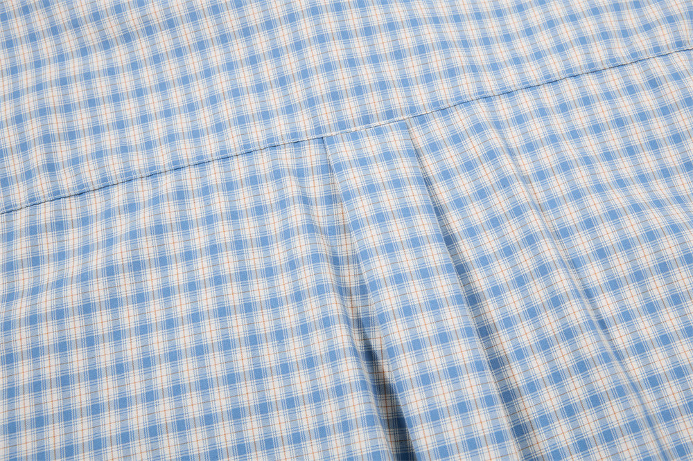 Chemise homme boutonnée à manches longues – Carreaux et empiècements en jean brodés cartoon