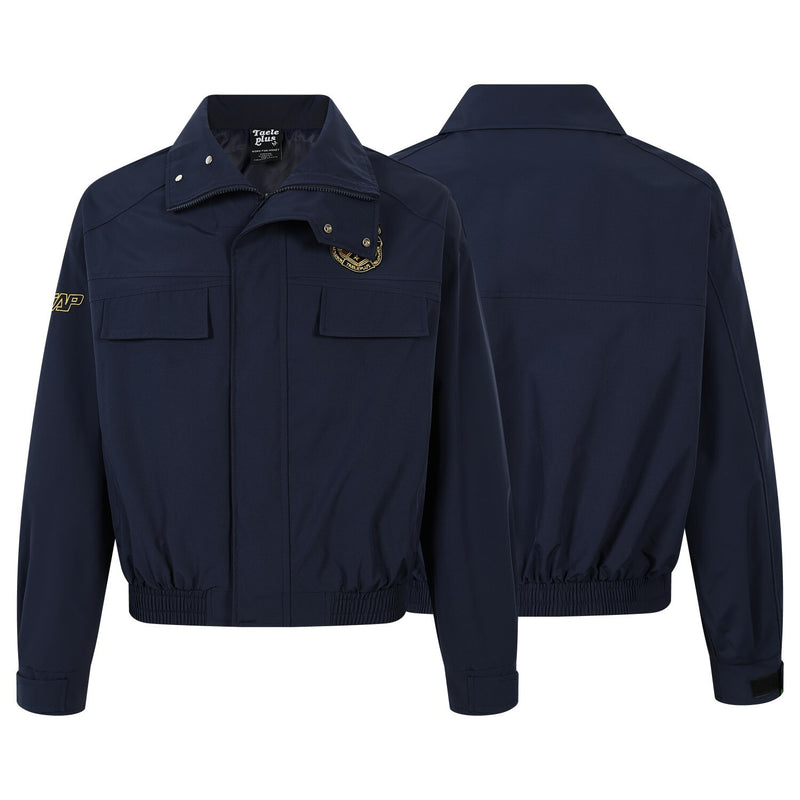 Oversized Harrington Jacket with Embroidered Badge Patch