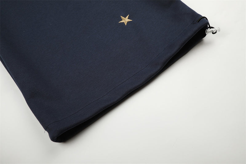 Wide Leg Star Patch Sweatpants with Leopard Print Waistband