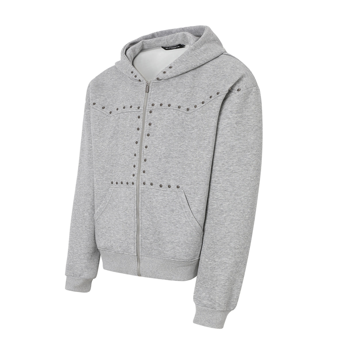 Designer Zip-Up Hoodie with Metal Stud Detail — Heavyweight Oversized Fit