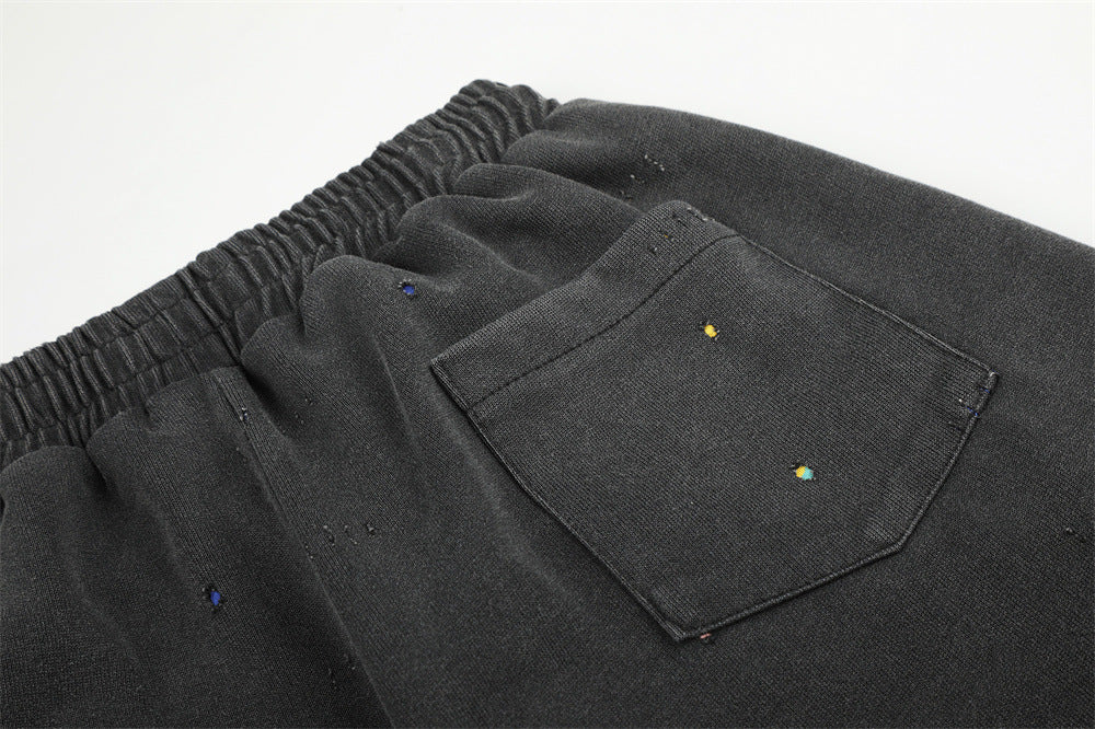 Pantalones de Chándal de Pierna Ancha con Estrellas Bordadas – Pantalones Streetwear Baggy Lavados al Ácido