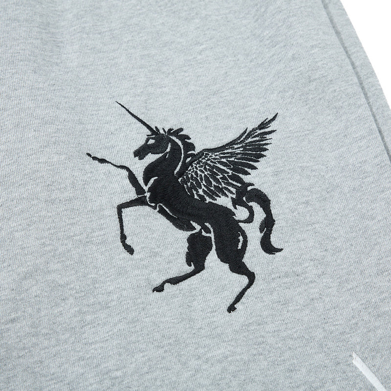 Wide-Leg Sweatpants with Pegasus Embroidery & Crew Skatepark Graphic