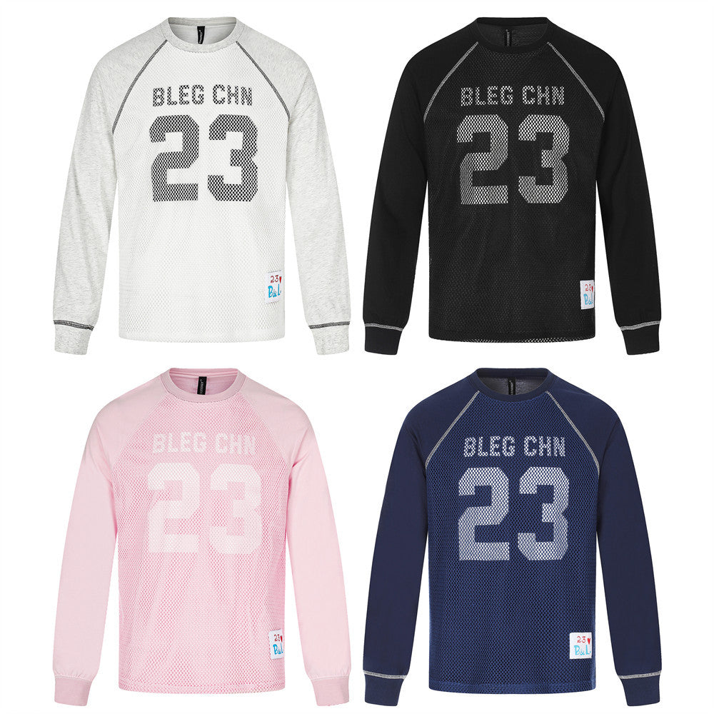 Men's Long Sleeve Tee Shirts – Number 23 Mesh Graphic Raglan Top