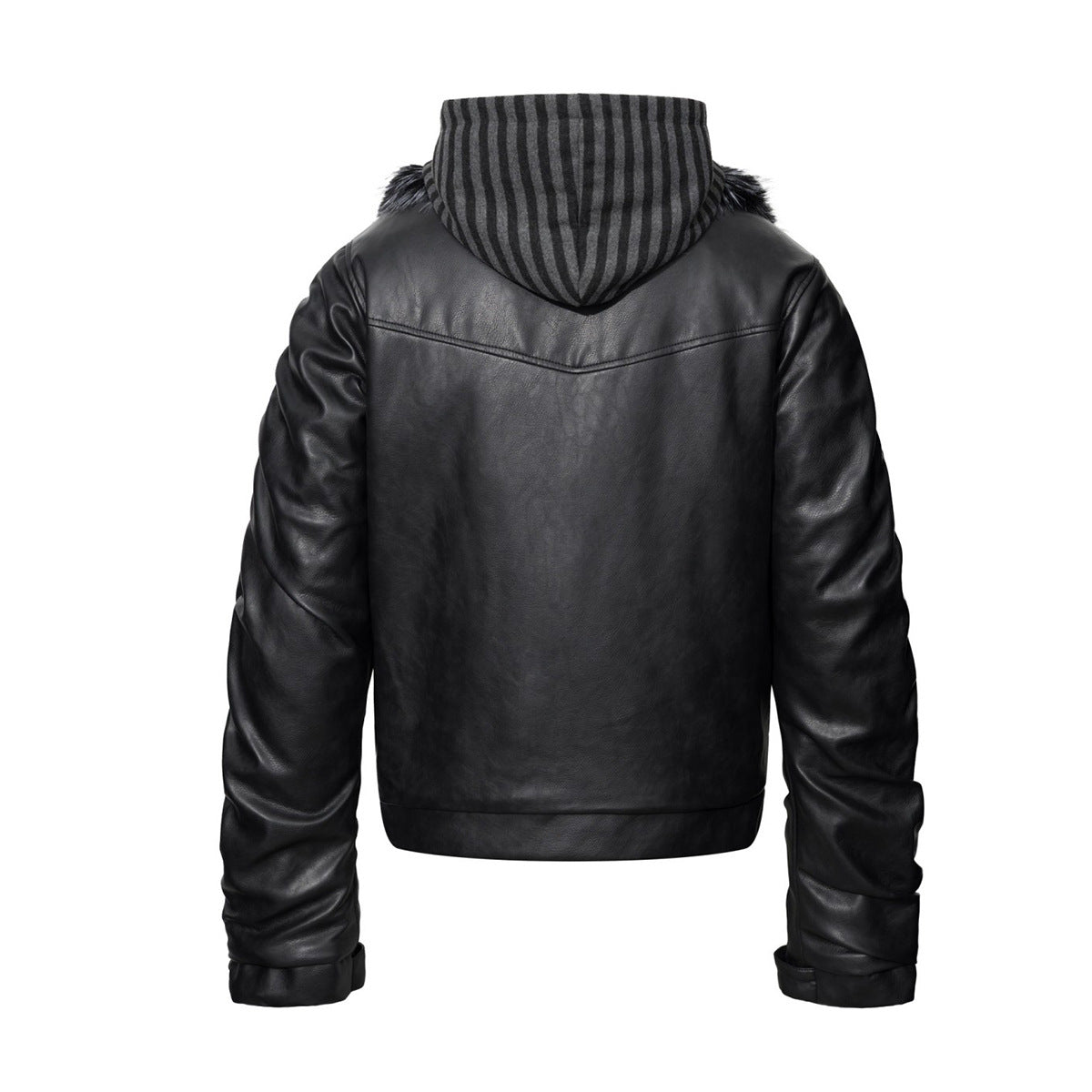 Veste matelassée en similicuir avec col en fausse fourrure et boutons croisés