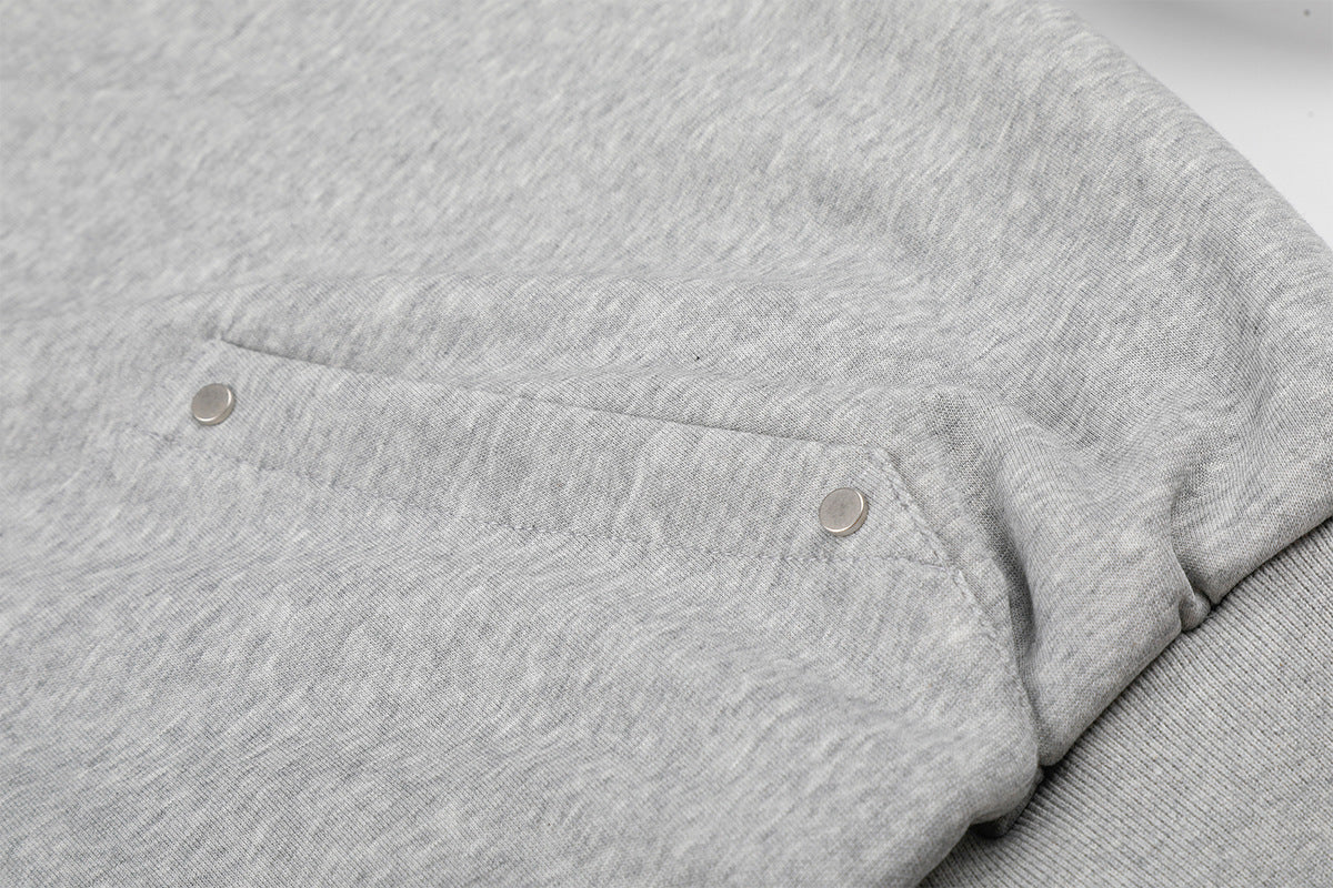 Faux Fur Trim Hooded Zip Jacket with Sherpa Lining & Buckle Detail