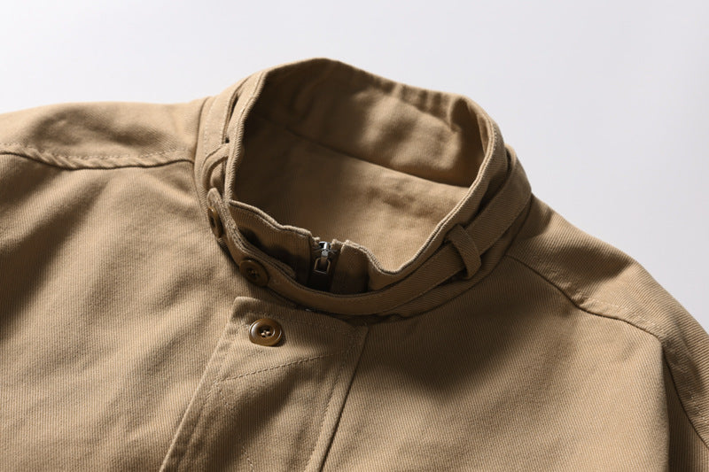 Mock Neck Workwear Bomber Jacket – Relaxed Fit Stand Collar Outerwear