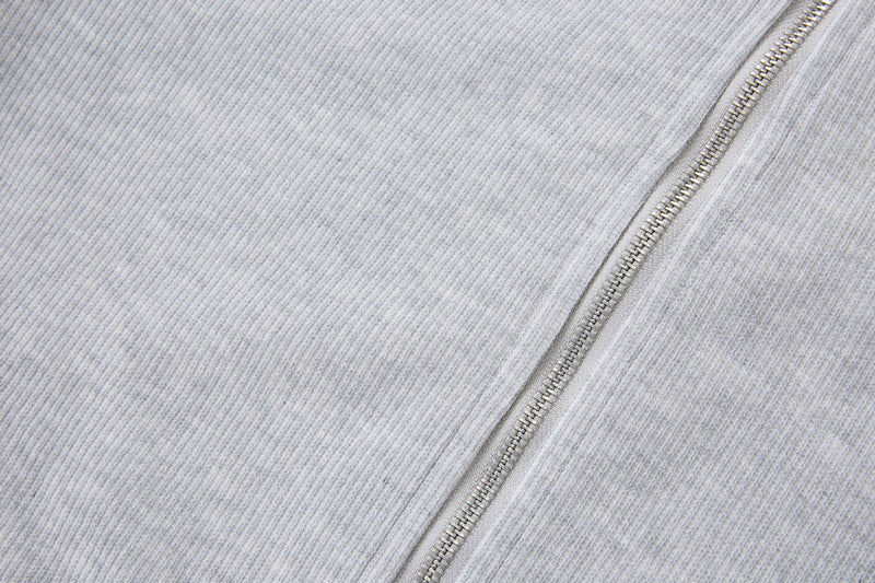 Veste homme côtelée zippée à col montant – Style sportswear vintage délavé