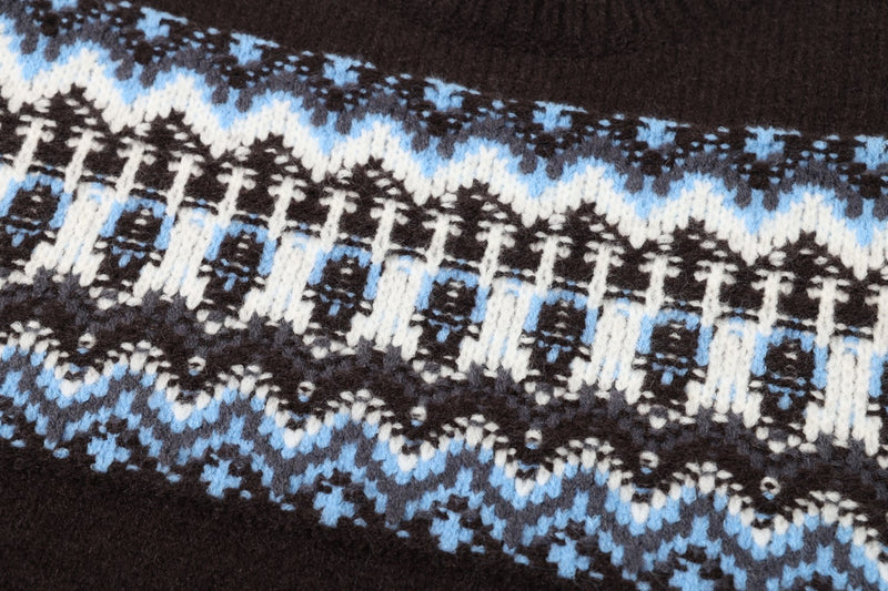 Fair Isle Jacquard Knitted Crew Neck Sweater – Vintage American Style
