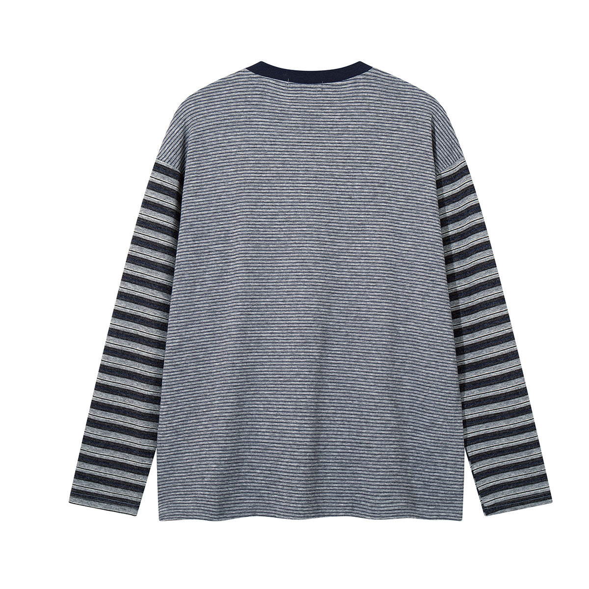Long Sleeve Striped Colorblock T-Shirt – Oversized Relaxed Fit