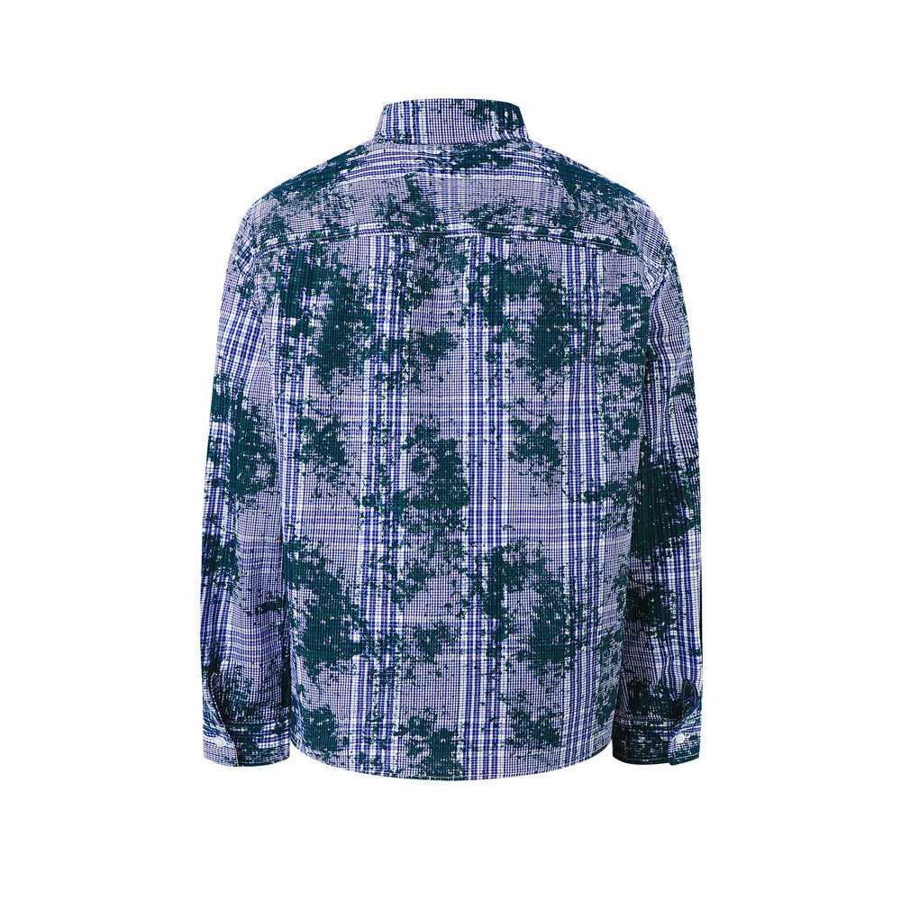 Distressed Plaid Long Sleeve Shirt – Oversized Punk Grunge Button-Up