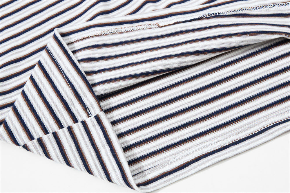 American Vintage Striped Polo Shirt – Mafaer Racing Embroidered Short Sleeve