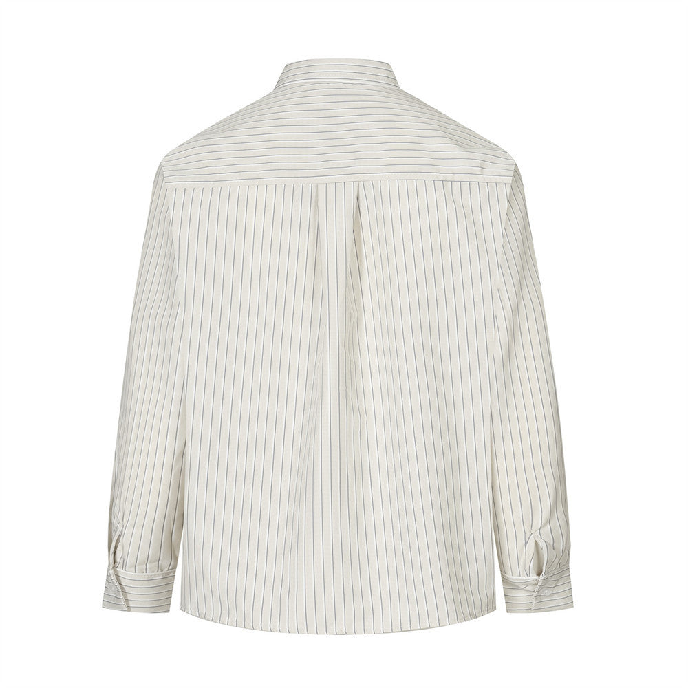 Men's Striped Long Sleeve Shirt – Oversized Western Embroidery & Dual Chest