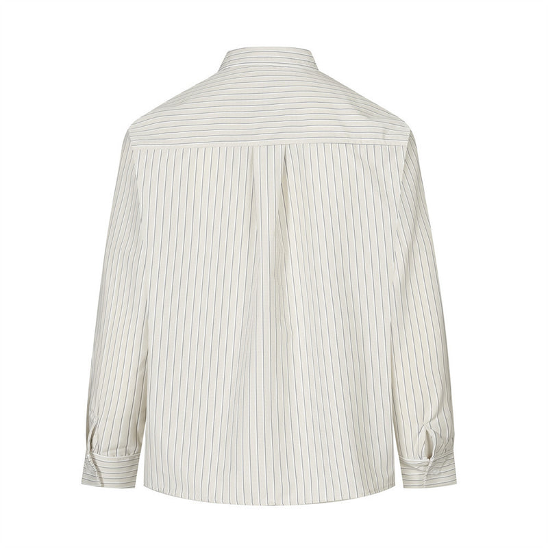 Men's Striped Long Sleeve Shirt – Oversized Western Embroidery & Dual Chest