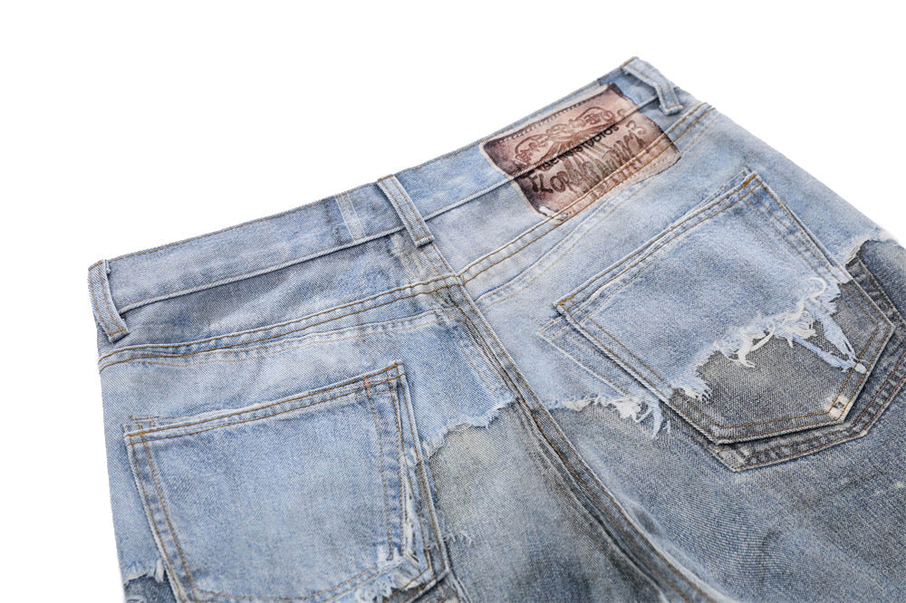 Wide-Leg Distressed Jeans – Post-Apocalyptic Raw-Edge Washed Denim