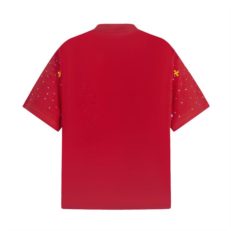 Cross Rhinestone Embroidery Oversized T-Shirt | Streetwear Graphic Tee
