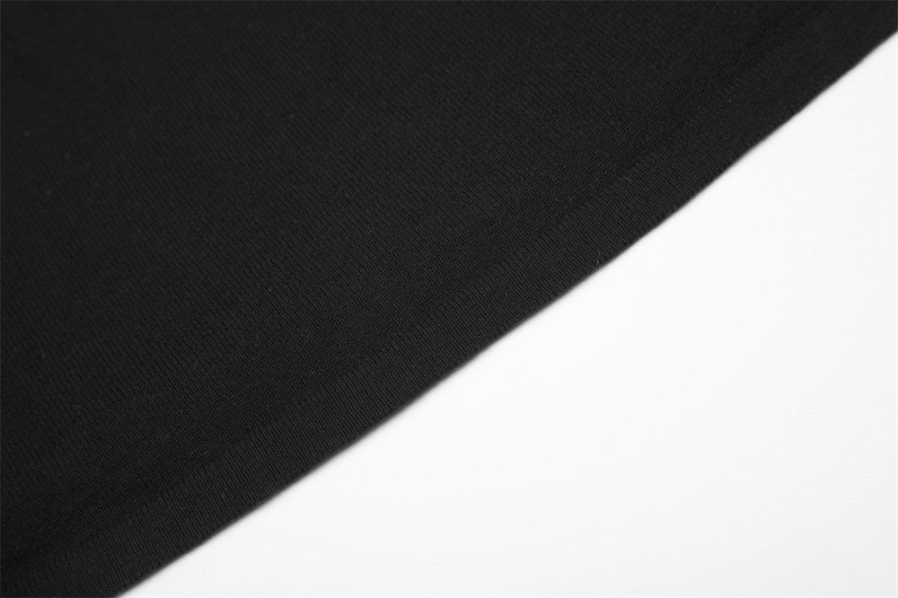 T-shirt homme noir à manches longues et col rond avec poignets évasés