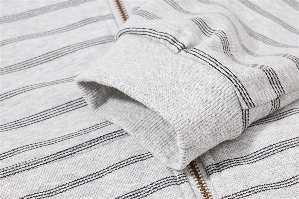 Striped Zip-Up Hoodie – Oversized Relaxed Fit Full-Zip Sweatshirt