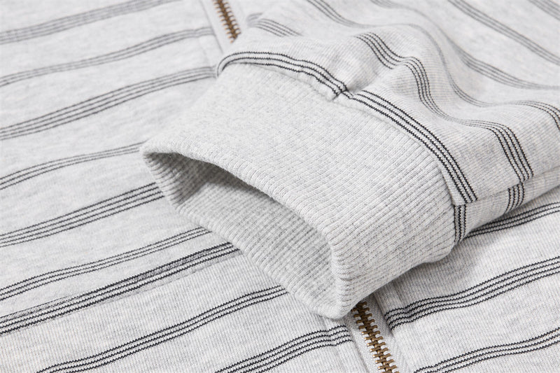 Striped Zip-Up Hoodie – Oversized Relaxed Fit Full-Zip Sweatshirt