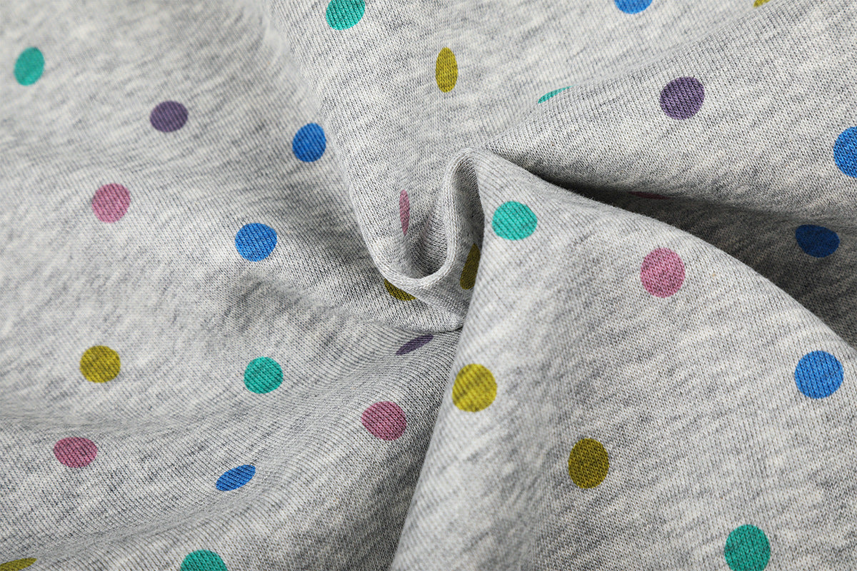Sweat à capuche zippé pour femme – Sweat court gris à pois multicolores et volants