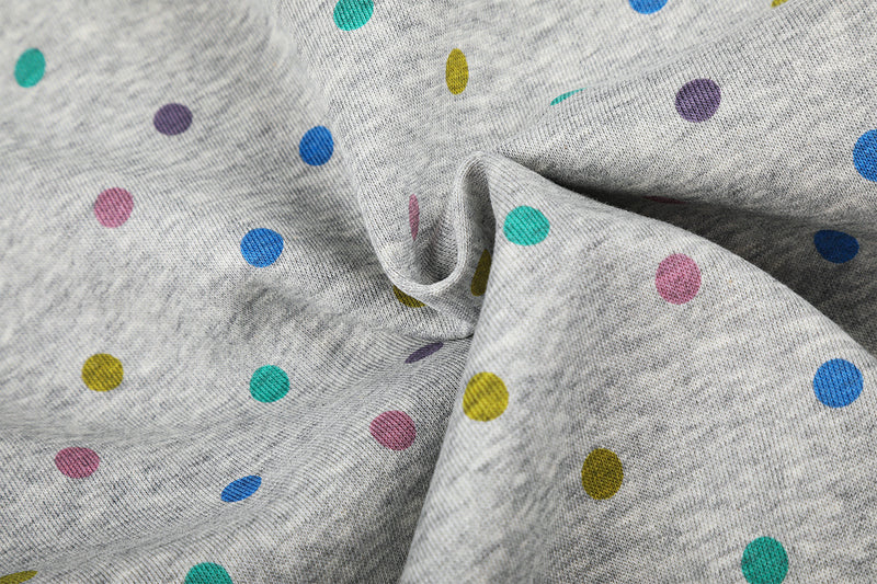 Sweat à capuche zippé pour femme – Sweat court gris à pois multicolores et volants